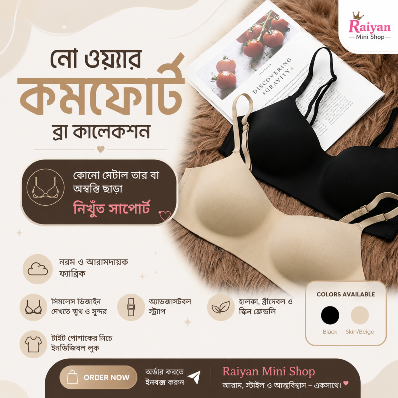Seamless Wireless Push-Up Bra for Small Chest &ndash; Thin One-Piece Anti-Sagging & Side Support Breathable Everyday Underwear
