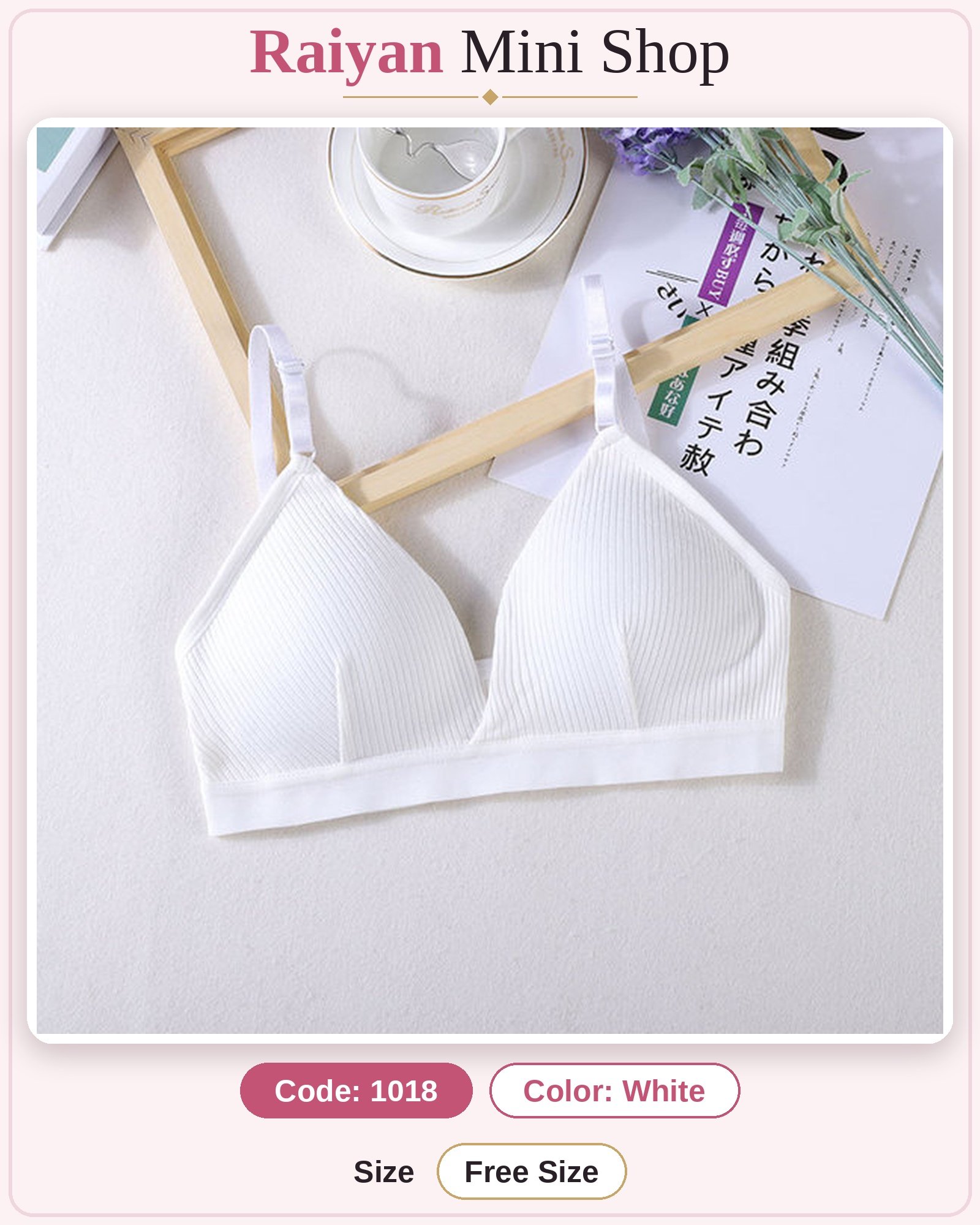 Girls' Cotton Triangle Bralette – Wire-Free, No Steel Ring, Thin Padded Cup - Image 2