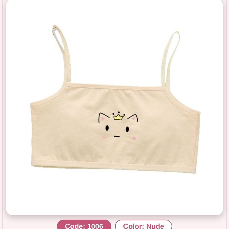 Girls' Cute Print Soft Cotton Sling Bra &ndash; Comfortable First Training Bra for School Girls